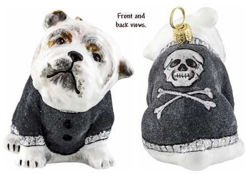 Bulldog in Gray Flocked Coat Rock N Roll Version