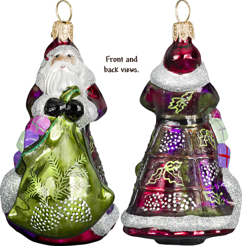 Mini Vintage Green & Purple Santa