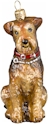Airedale 2  glass Christmas ornament.