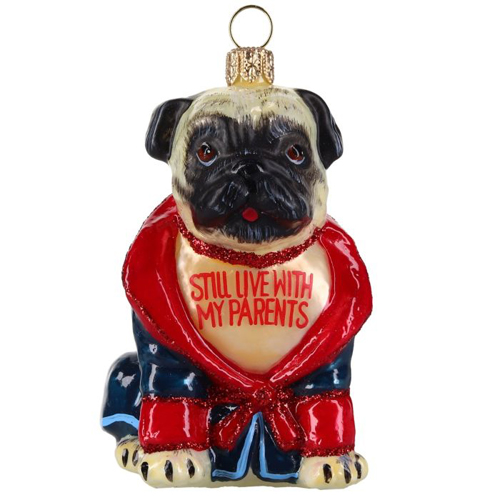 Pug Fawn in Bath <br>Robe Still Live with