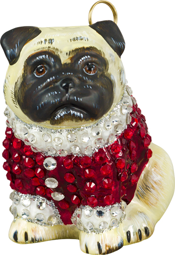 Pug- Fawn with Crystal Encrusted Coat