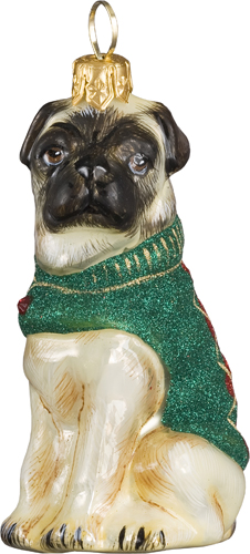 Pug Fawn in Argyle Sweater