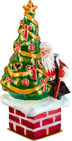Candy Container- St. Nick Atop the Chimney- Traditional